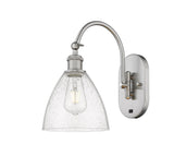 518-1W-SN-GBD-754 1-Light 8" Brushed Satin Nickel Sconce - Seedy Ballston Dome Glass - LED Bulb - Dimmensions: 8 x 13.75 x 13.25 - Glass Up or Down: Yes