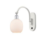 518-1W-WPC-G101 1-Light 6" White and Polished Chrome Sconce - Matte White Belfast Glass - LED Bulb - Dimmensions: 6 x 13 x 12.75 - Glass Up or Down: Yes