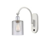 518-1W-WPC-G112 1-Light 5.3" White and Polished Chrome Sconce - Clear Cobbleskill Glass - LED Bulb - Dimmensions: 5.3 x 12.5 x 12.75 - Glass Up or Down: Yes