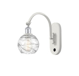 518-1W-WPC-G1213-6 1-Light 6" White and Polished Chrome Sconce - Clear Athens Deco Swirl 8" Glass - LED Bulb - Dimmensions: 6 x 13 x 11.75 - Glass Up or Down: Yes