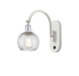 518-1W-WPC-G1214-6 1-Light 6" White and Polished Chrome Sconce - Clear Athens Twisted Swirl 6" Glass - LED Bulb - Dimmensions: 6 x 13 x 11.75 - Glass Up or Down: Yes