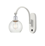 518-1W-WPC-G124-6 1-Light 6" White and Polished Chrome Sconce - Seedy Athens Glass - LED Bulb - Dimmensions: 6 x 13 x 11.875 - Glass Up or Down: Yes