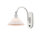 518-1W-WPC-G131 1-Light 8.375" White and Polished Chrome Sconce - Matte White Orwell Glass - LED Bulb - Dimmensions: 8.375 x 14.1875 x 11 - Glass Up or Down: Yes