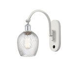 518-1W-WPC-G292 1-Light 5.3" White and Polished Chrome Sconce - Clear Spiral Fluted Salina Glass - LED Bulb - Dimmensions: 5.3 x 12.5 x 12.75 - Glass Up or Down: Yes