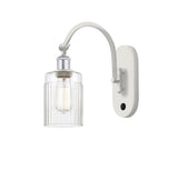 518-1W-WPC-G342 1-Light 5.3" White and Polished Chrome Sconce - Clear Hadley Glass - LED Bulb - Dimmensions: 5.3 x 12.25 x 12.75 - Glass Up or Down: Yes