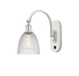 518-1W-WPC-G382 1-Light 6" White and Polished Chrome Sconce - Clear Castile Glass - LED Bulb - Dimmensions: 6 x 13 x 12.75 - Glass Up or Down: Yes