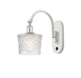 518-1W-WPC-G402 1-Light 6.5" White and Polished Chrome Sconce - Clear Niagra Glass - LED Bulb - Dimmensions: 6.5 x 13.25 x 12.25 - Glass Up or Down: Yes