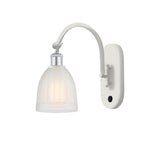 518-1W-WPC-G441 1-Light 5.75" White and Polished Chrome Sconce - White Brookfield Glass - LED Bulb - Dimmensions: 5.75 x 12.875 x 12.75 - Glass Up or Down: Yes