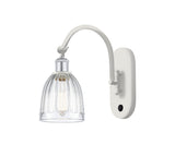 518-1W-WPC-G442 1-Light 5.75" White and Polished Chrome Sconce - Clear Brookfield Glass - LED Bulb - Dimmensions: 5.75 x 12.875 x 12.75 - Glass Up or Down: Yes