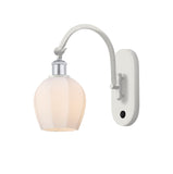 518-1W-WPC-G461-6 1-Light 5.75" White and Polished Chrome Sconce - Cased Matte White Norfolk Glass - LED Bulb - Dimmensions: 5.75 x 12.875 x 12.625 - Glass Up or Down: Yes