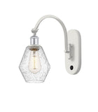 518-1W-WPC-G654-6 1-Light 6" White and Polished Chrome Sconce - Seedy Cindyrella 6" Glass - LED Bulb - Dimmensions: 6 x 12.75 x 13.375 - Glass Up or Down: Yes