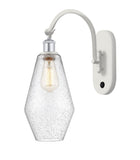 518-1W-WPC-G654-7 1-Light 7" White and Polished Chrome Sconce - Seedy Cindyrella 7" Glass - LED Bulb - Dimmensions: 7 x 13.125 x 18.25 - Glass Up or Down: Yes
