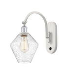 518-1W-WPC-G654-8 1-Light 8" White and Polished Chrome Sconce - Seedy Cindyrella 8" Glass - LED Bulb - Dimmensions: 8 x 13.625 x 14.625 - Glass Up or Down: Yes