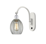 518-1W-WPC-G82 1-Light 6" White and Polished Chrome Sconce - Clear Eaton Glass - LED Bulb - Dimmensions: 6 x 12.75 x 13.75 - Glass Up or Down: Yes