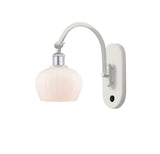 518-1W-WPC-G91 1-Light 6.5" White and Polished Chrome Sconce - Matte White Fenton Glass - LED Bulb - Dimmensions: 6.5 x 13.25 x 11.25 - Glass Up or Down: Yes