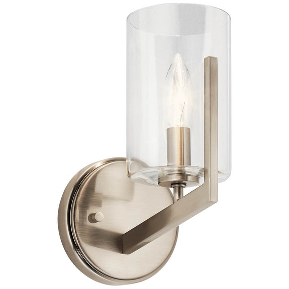 Kichler Lighting 52316CLP Nye 9.75in. 1 Light Wall Sconce with Clear Glass Classic Pewter