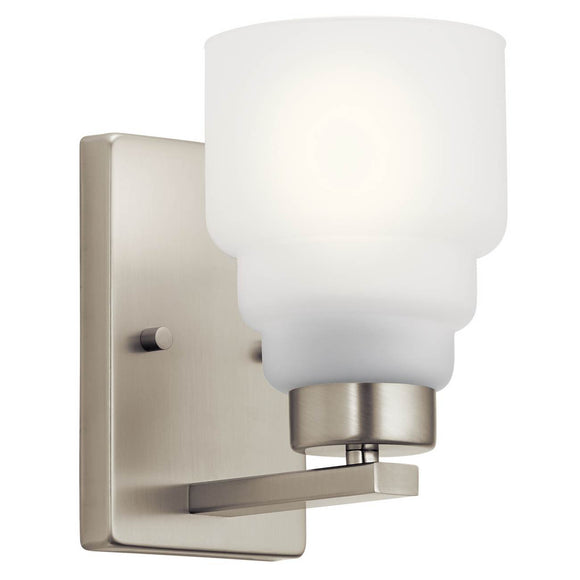 Kichler Lighting 55010NI Vionnet 8.5in. 1 Light Wall Sconce with Satin Etched Glass Brushed Nickel