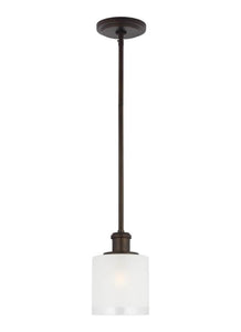 6139801-710 Generation Brands Norwood Burnt Sienna 1-Light Mini-Pendant Clear Highlighted Satin Etched-++-+-íGlass