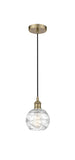Cord Hung 6" Antique Brass Mini Pendant - Clear Athens Deco Swirl 8" Glass LED