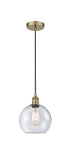 Cord Hung 8" Antique Brass Mini Pendant - Seedy Athens Glass LED