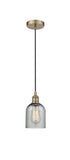 Cord Hung 5" Caledonia Mini Pendant - Bell-Urn Charcoal Glass - Choice of Finish And Incandesent Or LED Bulbs