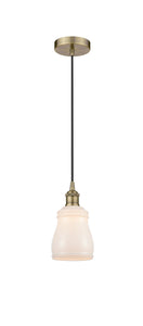 Cord Hung 4.5" Antique Brass Mini Pendant - White Ellery Glass LED