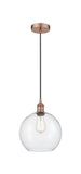 616-1P-AC-G124-10 Cord Hung 10" Antique Copper Mini Pendant - Seedy Large Athens Glass - LED Bulb - Dimmensions: 10 x 10 x 13<br>Minimum Height : 15.75<br>Maximum Height : 133.75 - Sloped Ceiling Compatible: Yes