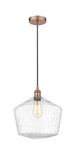 616-1P-AC-G654-12 Cord Hung 12" Antique Copper Mini Pendant - Seedy Cindyrella 12" Glass - LED Bulb - Dimmensions: 12 x 12 x 13.5<br>Minimum Height : 16.5<br>Maximum Height : 133.5 - Sloped Ceiling Compatible: Yes