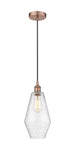 616-1P-AC-G654-7 Cord Hung 7" Antique Copper Mini Pendant - Seedy Cindyrella 7" Glass - LED Bulb - Dimmensions: 7 x 7 x 14.5<br>Minimum Height : 17.5<br>Maximum Height : 134.5 - Sloped Ceiling Compatible: Yes