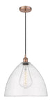 616-1P-AC-GBD-164 1-Light 16" Antique Copper Pendant - Seedy Edison Dome Glass - LED Bulb - Dimmensions: 16 x 16 x 18.75<br>Minimum Height : 21.75<br>Maximum Height : 138.75 - Sloped Ceiling Compatible: Yes