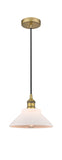 616-1P-BB-G131 Cord Hung 8.375" Brushed Brass Mini Pendant - Matte White Orwell Glass - LED Bulb - Dimmensions: 8.375 x 8.375 x 6.5<br>Minimum Height : 10.75<br>Maximum Height : 128.75 - Sloped Ceiling Compatible: Yes