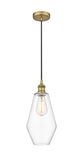616-1P-BB-G652-7 Cord Hung 7" Brushed Brass Mini Pendant - Clear Cindyrella 7" Glass - LED Bulb - Dimmensions: 7 x 7 x 14.5<br>Minimum Height : 17.5<br>Maximum Height : 134.5 - Sloped Ceiling Compatible: Yes