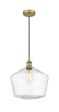 616-1P-BB-G654-12 Cord Hung 12" Brushed Brass Mini Pendant - Seedy Cindyrella 12" Glass - LED Bulb - Dimmensions: 12 x 12 x 13.5<br>Minimum Height : 16.5<br>Maximum Height : 133.5 - Sloped Ceiling Compatible: Yes