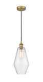 616-1P-BB-G654-7 Cord Hung 7" Brushed Brass Mini Pendant - Seedy Cindyrella 7" Glass - LED Bulb - Dimmensions: 7 x 7 x 14.5<br>Minimum Height : 17.5<br>Maximum Height : 134.5 - Sloped Ceiling Compatible: Yes