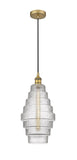 Cord Hung 8.25" Antique Brass Mini Pendant - Clear Cascade LED