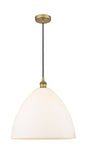 616-1P-BB-GBD-161 1-Light 16" Brushed Brass Pendant - Matte White Edison Dome Glass - LED Bulb - Dimmensions: 16 x 16 x 18.75<br>Minimum Height : 21.75<br>Maximum Height : 138.75 - Sloped Ceiling Compatible: Yes