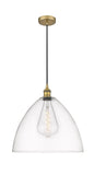 616-1P-BB-GBD-162 1-Light 16" Brushed Brass Pendant - Matte White Edison Dome Glass - LED Bulb - Dimmensions: 16 x 16 x 18.75<br>Minimum Height : 21.75<br>Maximum Height : 138.75 - Sloped Ceiling Compatible: Yes