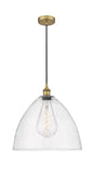 616-1P-BB-GBD-164 1-Light 16" Brushed Brass Pendant - Seedy Edison Dome Glass - LED Bulb - Dimmensions: 16 x 16 x 18.75<br>Minimum Height : 21.75<br>Maximum Height : 138.75 - Sloped Ceiling Compatible: Yes