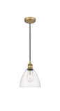 616-1P-BB-GBD-752 Cord Hung 7.5" Brushed Brass Mini Pendant - Clear Edison Dome Glass - LED Bulb - Dimmensions: 7.5 x 7.5 x 11.25<br>Minimum Height : 14.25<br>Maximum Height : 131.25 - Sloped Ceiling Compatible: Yes