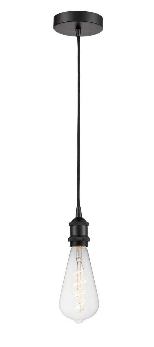 Cord Hung 3.75" Matte Black Mini Pendant -  - Incandescent Bulb