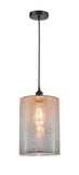 616-1P-BK-G116-L Cord Hung 9" Matte Black Mini Pendant - Mercury Large Cobbleskill Glass - LED Bulb - Dimmensions: 9 x 9 x 14<br>Minimum Height : 18.75<br>Maximum Height : 136.75 - Sloped Ceiling Compatible: Yes