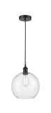 616-1P-BK-G124-10 Cord Hung 10" Matte Black Mini Pendant - Seedy Large Athens Glass - LED Bulb - Dimmensions: 10 x 10 x 13<br>Minimum Height : 15.75<br>Maximum Height : 133.75 - Sloped Ceiling Compatible: Yes