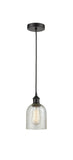 616-1P-BK-G259 Cord Hung 5" Matte Black Mini Pendant - Mica Caledonia Glass - LED Bulb - Dimmensions: 5 x 5 x 10<br>Minimum Height : 12.75<br>Maximum Height : 130.75 - Sloped Ceiling Compatible: Yes