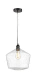 616-1P-BK-G654-12 Cord Hung 12" Matte Black Mini Pendant - Seedy Cindyrella 12" Glass - LED Bulb - Dimmensions: 12 x 12 x 13.5<br>Minimum Height : 16.5<br>Maximum Height : 133.5 - Sloped Ceiling Compatible: Yes