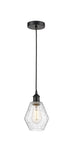 616-1P-BK-G654-6 Cord Hung 6" Matte Black Mini Pendant - Seedy Cindyrella 6" Glass - LED Bulb - Dimmensions: 6 x 6 x 10<br>Minimum Height : 13<br>Maximum Height : 130 - Sloped Ceiling Compatible: Yes