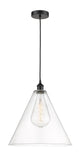 616-1P-BK-GBC-162 1-Light 16" Matte Black Pendant - Cased Matte White Edison Cone Glass - LED Bulb - Dimmensions: 16 x 16 x 18.75<br>Minimum Height : 21.75<br>Maximum Height : 138.75 - Sloped Ceiling Compatible: Yes