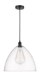 616-1P-BK-GBD-162 1-Light 16" Matte Black Pendant - Matte White Edison Dome Glass - LED Bulb - Dimmensions: 16 x 16 x 18.75<br>Minimum Height : 21.75<br>Maximum Height : 138.75 - Sloped Ceiling Compatible: Yes