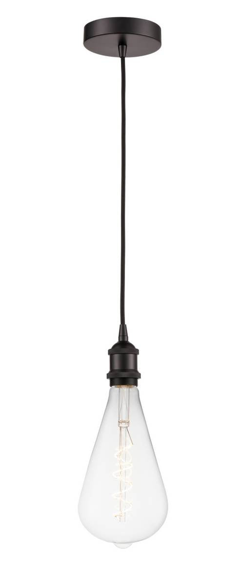 Oil Rubbed Bronze Edison 1 Light 13 inch Mini Pendant - No Shade - Vintage Dimmable Bulb Included