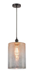 616-1P-OB-G116-L Cord Hung 9" Oil Rubbed Bronze Mini Pendant - Mercury Large Cobbleskill Glass - LED Bulb - Dimmensions: 9 x 9 x 14<br>Minimum Height : 18.75<br>Maximum Height : 136.75 - Sloped Ceiling Compatible: Yes