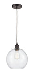 616-1P-OB-G124-10 Cord Hung 10" Oil Rubbed Bronze Mini Pendant - Seedy Large Athens Glass - LED Bulb - Dimmensions: 10 x 10 x 13<br>Minimum Height : 15.75<br>Maximum Height : 133.75 - Sloped Ceiling Compatible: Yes
